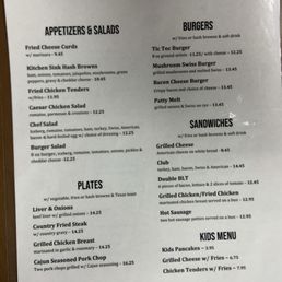 Back of menu