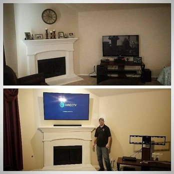 Mac's installation - Installed TV over fireplace and no wires showing! - Home Theatre Installation Near Me Mac's installation - Installed TV over fireplace and no wires showing! - Home Theatre Installation Near Me