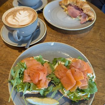 Silcox Coffee - From the brunch selections: ham & cheese croissant + smoked salmon/cream cheese bagels - Bakeries Near Me - Bath, BAS Silcox Coffee - From the brunch selections: ham & cheese croissant + smoked salmon/cream cheese bagels - Bakeries Near Me - Bath, BAS