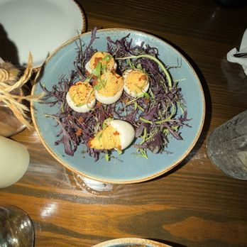 The Front Yard - Deviled Eggs with Candied Bacon - Breakfast & Brunch Near Me - North Hollywood, California The Front Yard - Deviled Eggs with Candied Bacon - Breakfast & Brunch Near Me - North Hollywood, California