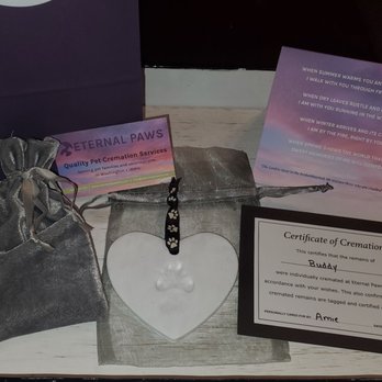 Eternal Paws Pet Cremation - My buddy's ashes respectfully packaged and I ordered his paw impression. It's hard to be without him, but he is honored beautifully - Pet Cremation Services Near Me - Quincy, Washington Eternal Paws Pet Cremation - My buddy's ashes respectfully packaged and I ordered his paw impression. It's hard to be without him, but he is honored beautifully - Pet Cremation Services Near Me - Quincy, Washington