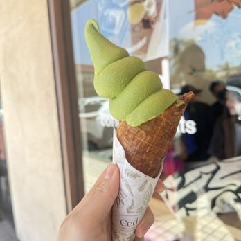Ced Coffee & Donut - Banana matcha soft serve in a croissant cone - Coffee & Tea Near Me - Westminster, California Ced Coffee & Donut - Banana matcha soft serve in a croissant cone - Coffee & Tea Near Me - Westminster, California