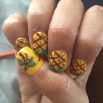 PS Nails & Spa - pineapples and coconut tree nail art - Nail Salons Near Me - Boston, Massachusetts