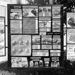 Aceitunos Mexican Food - The menu in black and white