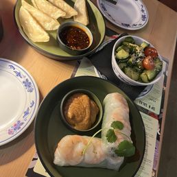 Potstickers // Sichuan Cucumbers // Summer Rolls Potstickers // Sichuan Cucumbers // Summer Rolls