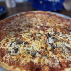 Lost Pizza - Oxford - Half cheese half pepperoni and mushroom thin crust pizza