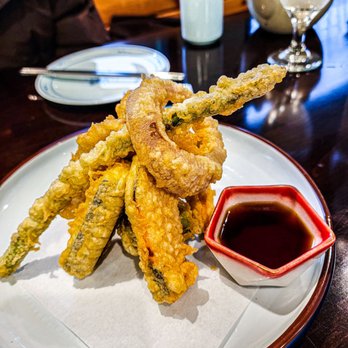 BF Miyabi - Veggie tempura. Asparagus, onion, zucchini, pumpkin, carrot, broccoli. - Sushi Bars Near Me - Roseville, California BF Miyabi - Veggie tempura. Asparagus, onion, zucchini, pumpkin, carrot, broccoli. - Sushi Bars Near Me - Roseville, California