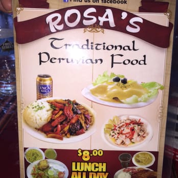 Rosa's Traditional Peruvian Food - Front of menu - Peruvian Near Me - Bakersfield, California