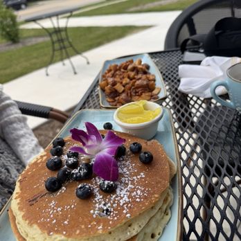 Golden Nest Pancake & Cafe - Blueberry and lemon curd pancakes with potatoes - Breakfast & Brunch Near Me - Oshkosh, Wisconsin Golden Nest Pancake & Cafe - Blueberry and lemon curd pancakes with potatoes - Breakfast & Brunch Near Me - Oshkosh, Wisconsin