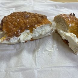 Bacon cheddar bagel with cream cheese