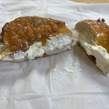 Bagel Cafe 21 - Bacon cheddar bagel with cream cheese - Bagels Near Me - Richardson, Texas