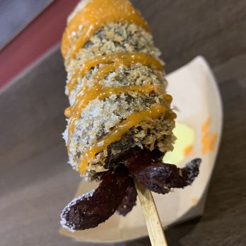 Mr Cow - squid ink and mozzarella dog - Hot Dogs Near Me - Aiea, Hawaii