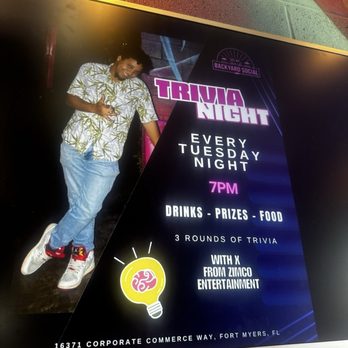 Backyard Social - trivia night poster - Food Trucks Near Me - Fort Myers, Florida