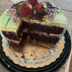 Messy Kitchen Goodies - Here's the perfect cake after we'd torn into it!