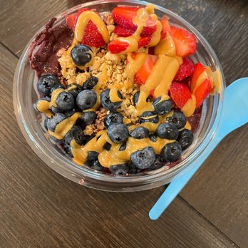 Playa Bowls - Pura Vida Acai Bowl with pb substitution instead of honey - Coffee & Tea Near Me - Northville, Michigan Playa Bowls - Pura Vida Acai Bowl with pb substitution instead of honey - Coffee & Tea Near Me - Northville, Michigan