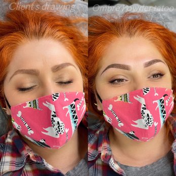 Brows by Aileen - Client's drawing vs. Ombre powder tattoo - Permanent Makeup Near Me Brows by Aileen - Client's drawing vs. Ombre powder tattoo - Permanent Makeup Near Me