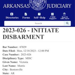 Victoria K Morris - Case for disbarment. You can look it up