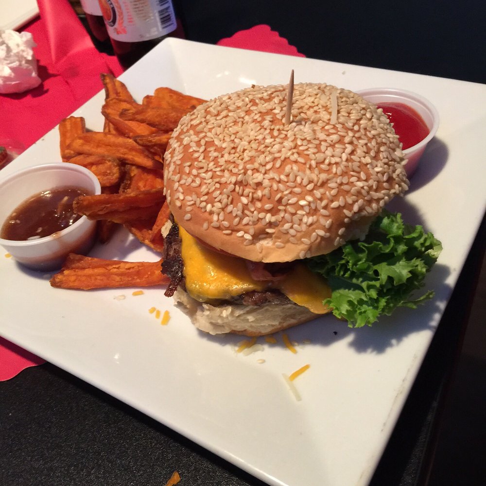 Rudi's - Bacon cheese burger and sweet potato fries. - Sports Bars Near Me - Patchogue, New York