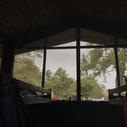 From inside of the enclosure that had bunk beds.