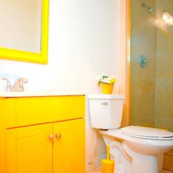 Sleepy Dancers - Our Cardi B yellow inspired restroom.Great for selfies as well!