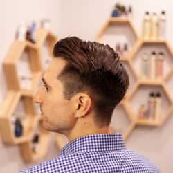 Vinny likes a versatile haircut where is can style it forward or back depending on the day. Starting at price is $48.00