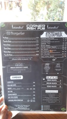 Menu photo 2 Corner Irish Pub Istanbul, 34 Menu photo 2 Corner Irish Pub Istanbul, 34