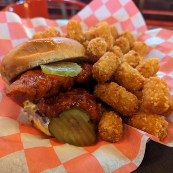 McFadden Public Market - Korean Hot Chicken sandwich w/ tater tots - Public Markets Near Me - Santa Ana, California McFadden Public Market - Korean Hot Chicken sandwich w/ tater tots - Public Markets Near Me - Santa Ana, California