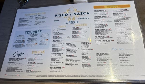Menu photo 1 Pisco y Nazca Ceviche Gastrobar Washington, DC, DC