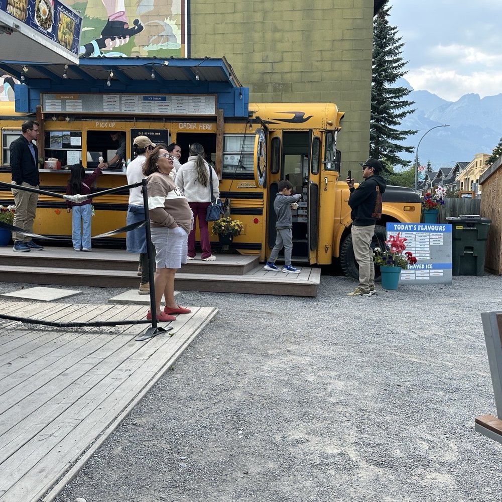 Old School Bus Ice Cream - This is the bus from the side - Ice Cream & Frozen Yogurt Near Me - Canmore, Alberta