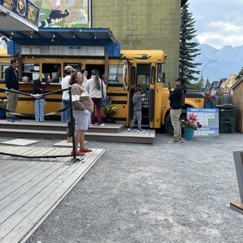Old School Bus Ice Cream - This is the bus from the side - Ice Cream & Frozen Yogurt Near Me - Canmore, Alberta Old School Bus Ice Cream - This is the bus from the side - Ice Cream & Frozen Yogurt Near Me - Canmore, Alberta