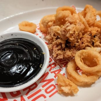 Jaleo - Calamares Romana with squid ink aoili - Spanish Near Me - Las Vegas, Nevada Jaleo - Calamares Romana with squid ink aoili - Spanish Near Me - Las Vegas, Nevada
