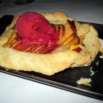Sybaris Bistro - Nectrine Tart w/Raspberry Sorbet - New American Near Me - Albany, Oregon Sybaris Bistro - Nectrine Tart w/Raspberry Sorbet - New American Near Me - Albany, Oregon