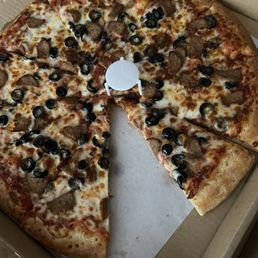 Gyro and olive pizza Gyro and olive pizza