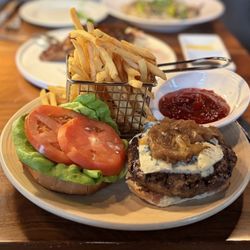 8ozhamburger, blue cheese,fries, house made ketchup