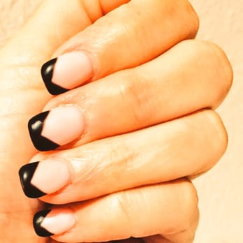 Caesars Nails & Spa - TK rocked the ballet pink and black bow tie SNS nails! - Nail Salons Near Me - Austin, Texas