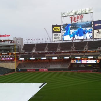 Target Field - Unfortunately it was rainy. The sheets covers the field. - Stadiums & Arenas Near Me - Minneapolis, Minnesota Target Field - Unfortunately it was rainy. The sheets covers the field. - Stadiums & Arenas Near Me - Minneapolis, Minnesota