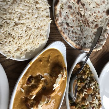 Cafe Raj - Rice, onion naan, fish korma and vegetable korma - Indian Near Me - Albany, California Cafe Raj - Rice, onion naan, fish korma and vegetable korma - Indian Near Me - Albany, California