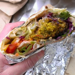 We Love Falafel - Tasty falafel with sundried tomatoes inside and fresh vegetables. Enjoyed every bite of it!