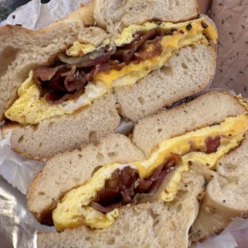 Bagel Market - Bacon egg and cheese on everything bagel - Bagels Near Me - New York, New York Bagel Market - Bacon egg and cheese on everything bagel - Bagels Near Me - New York, New York