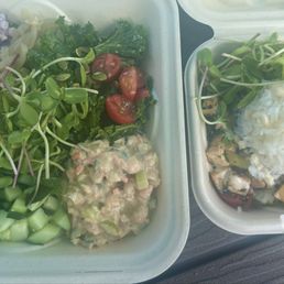Kale salad & tofu poke- both amazing! Kale salad & tofu poke- both amazing!