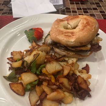 Chace's Cafe' - Breakfast sandwich (steak) & homefries - Breakfast & Brunch Near Me - Pittsburgh, Pennsylvania
