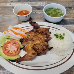 Pho 88 - The Rotisserie Grilled Chicken with rice with spicy fish sauce and some broth.  Very, very yummy!
