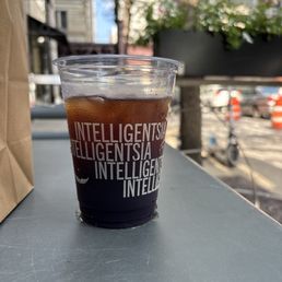 Cold coffee. Sounds of the city. A light breeze. Yay!