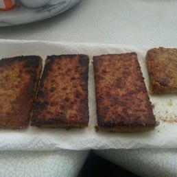 Homemade Scrapple - couldn't wait for it to hit the plate to try it. Homemade Scrapple - couldn't wait for it to hit the plate to try it.