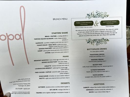 Menu photo 1 Opal Washington, DC, DC