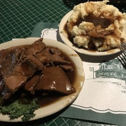 Roast beef and mashed potatoes