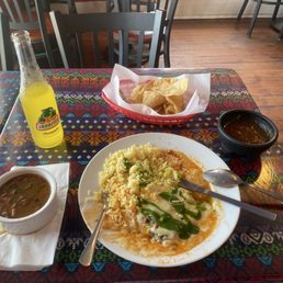Chile Relleno, Chips and Salsa, Pineapple Jarritos