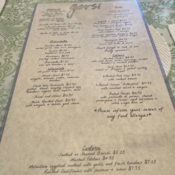 Gersi - Menu - Italian Near Me - Richmond, Virginia