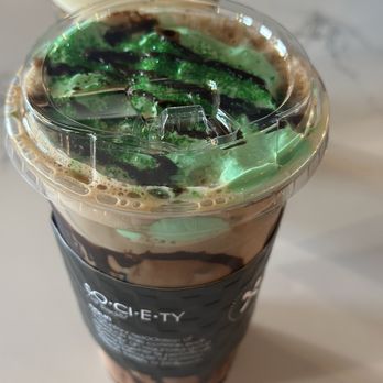 Society Coffee Bar - Grasshopper latte with peppermint cold foam - Cafes Near Me - East Providence, Rhode Island
