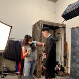 Alicia getting my son ready for his pictures.